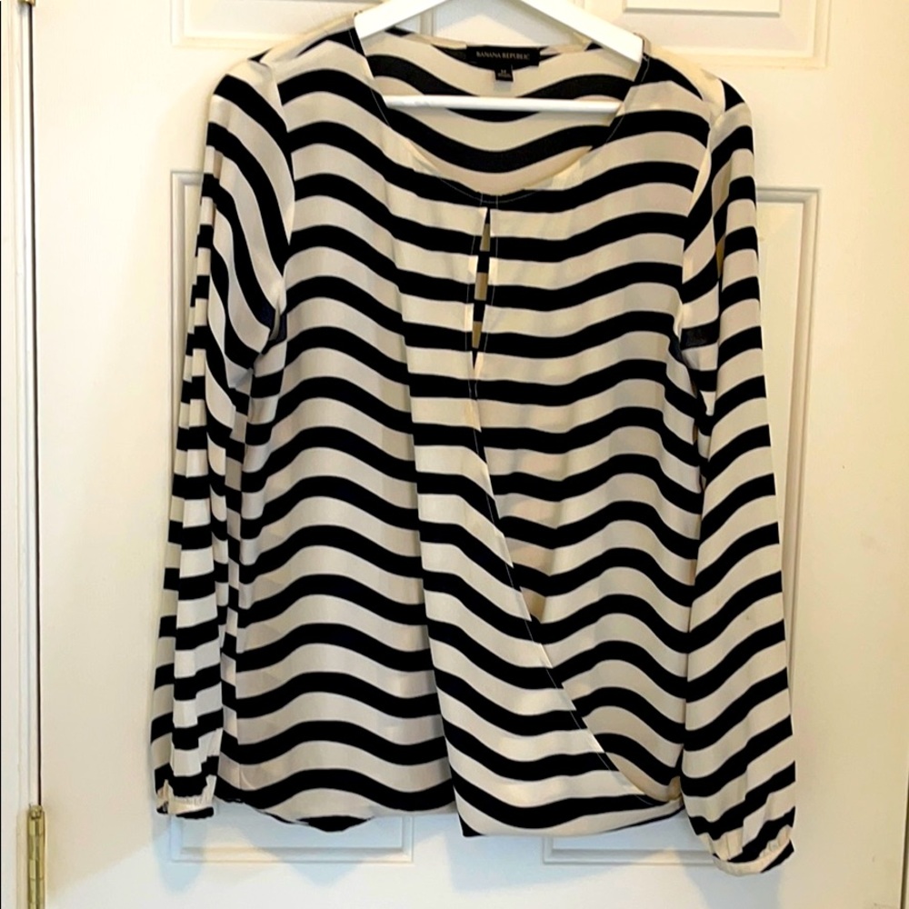 Banana Republic Faux Wrap Striped Blouse